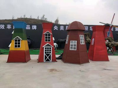 兒童游樂(lè )廣場(chǎng)彩三色玻璃鋼風(fēng)車(chē)雕塑