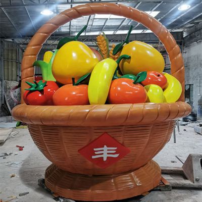 玻璃鋼彩繪水果籃子采摘園戶(hù)外擺件