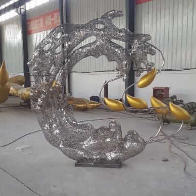 酒店門(mén)口創(chuàng  )意不銹鋼鏤空海浪