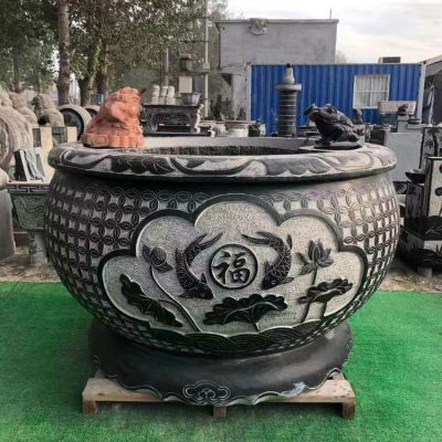 青石大水缸，石雕缸