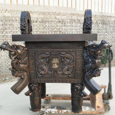 大型銅雕戶(hù)外浮雕四方鼎立鼎雕塑