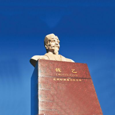 園林景區擺放十大名醫之兒科之圣錢(qián)乙石雕頭像雕塑