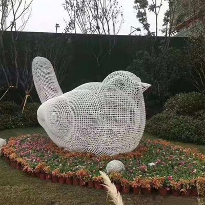園林廣場(chǎng)大型不銹鋼鏤空照明小鳥(niǎo)景觀(guān)