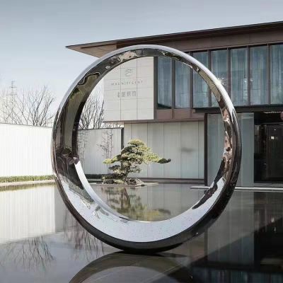不銹鋼鏡面幾何戶(hù)外廣場(chǎng)會(huì )所圓環(huán)雕塑