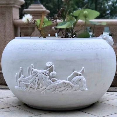 青石大理石庭院魚(yú)缸擺件仿古做舊魚(yú)缸戶(hù)外養魚(yú)缸擺件