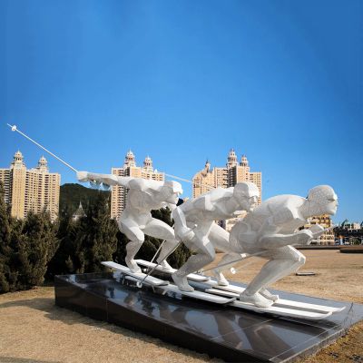 不銹鋼滑冰人物戶(hù)外體育館滑雪抽象運動(dòng)主題景觀(guān)雕像
