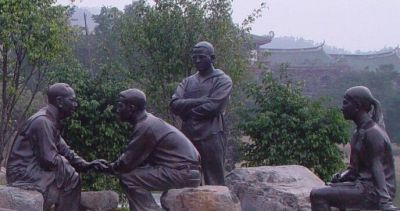 毛主席商談國事人物園林景觀(guān)銅毛澤東雕塑