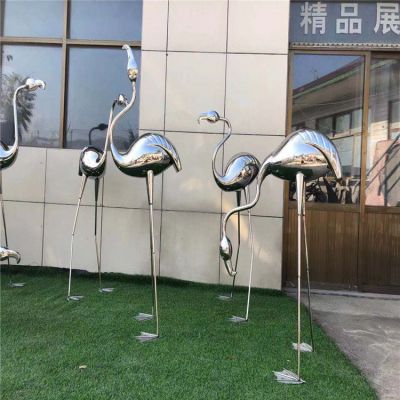 不銹鋼鏡面抽象景觀(guān)動(dòng)物火烈鳥(niǎo)雕塑