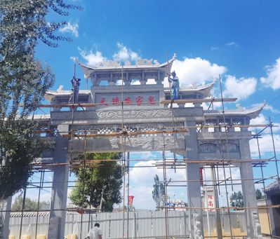 景區鏤空浮雕仿古城樓門(mén)牌坊石雕