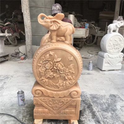抱鼓石一對晚霞紅庭院戶(hù)外門(mén)口仿古門(mén)墩