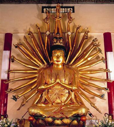 不銹鋼漆金鎏金寺廟供奉千手觀(guān)音雕塑