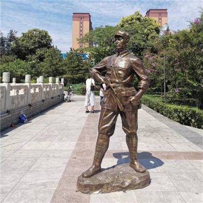 景區戶(hù)外擺放玻璃鋼仿銅解放軍人物雕像