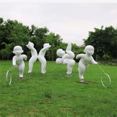 戶(hù)外人物玻璃鋼抽象小孩，公園學(xué)校廣場(chǎng)裝飾