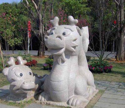 同意戶(hù)外漢白玉石雕可愛(ài)童趣兩只龍雕塑