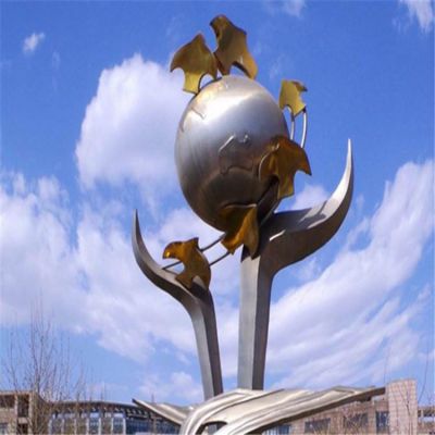 城市廣場(chǎng)擺放不銹鋼抽象標志景觀(guān)雕像 