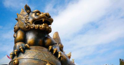 城市廣場(chǎng)創(chuàng  )意不銹鋼仿銅獅子雕塑