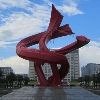 廣場(chǎng)不銹鋼噴漆大型旋轉藝術(shù)造型城市景觀(guān)雕塑