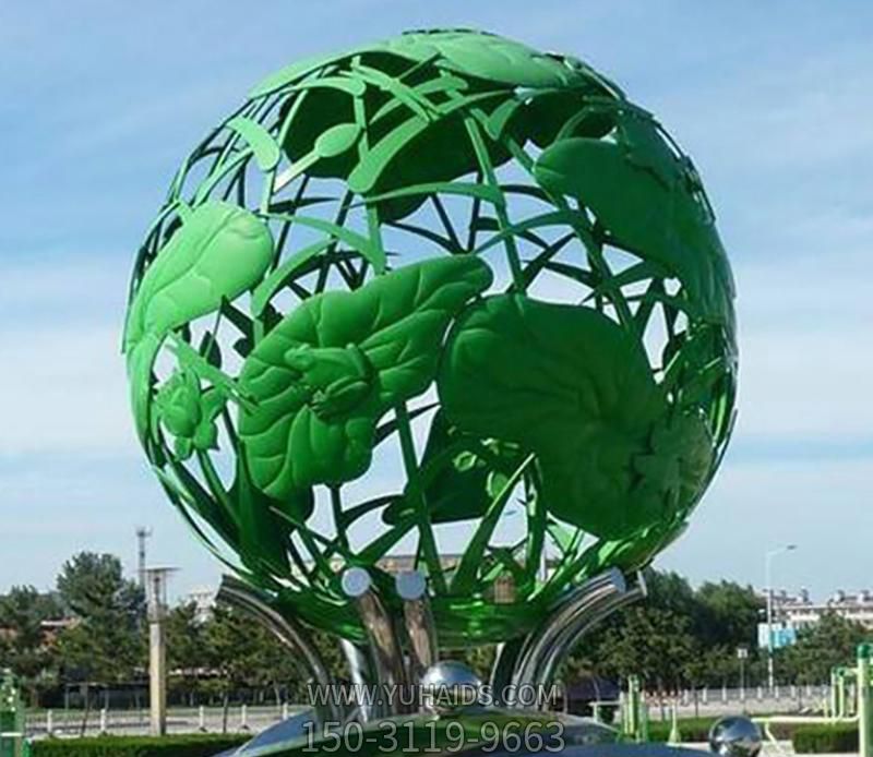 公園廣場(chǎng)不銹鋼創(chuàng )意荷花球雕塑