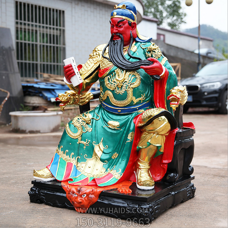 玻璃鋼彩繪寺廟宗教神佛關(guān)公、關(guān)羽雕塑