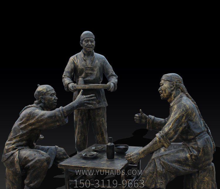 景區創(chuàng )意銅雕小品人物酒文化雕塑