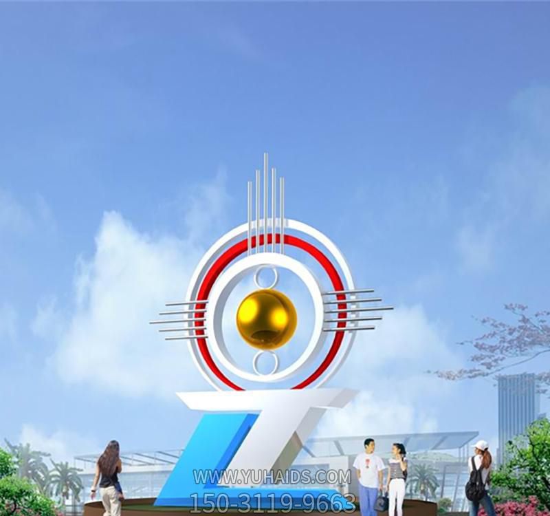 公園不銹鋼創(chuàng )意抽象未來(lái)雕塑