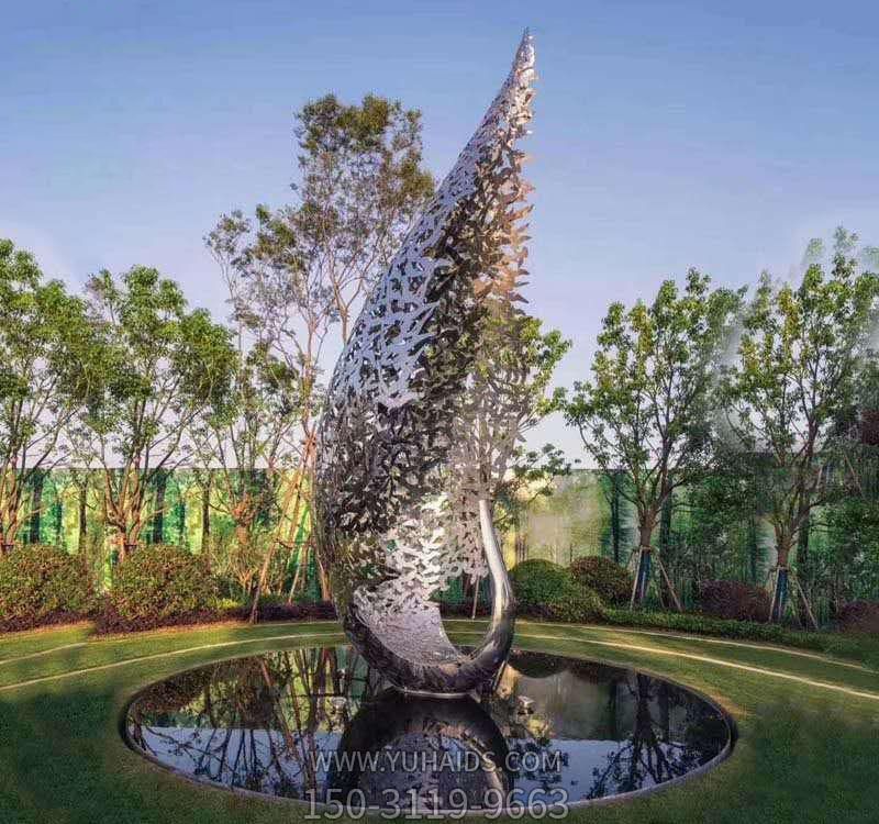 公園草坪創(chuàng )意不銹鋼鏤空抽象園林景觀(guān)鳳凰雕塑