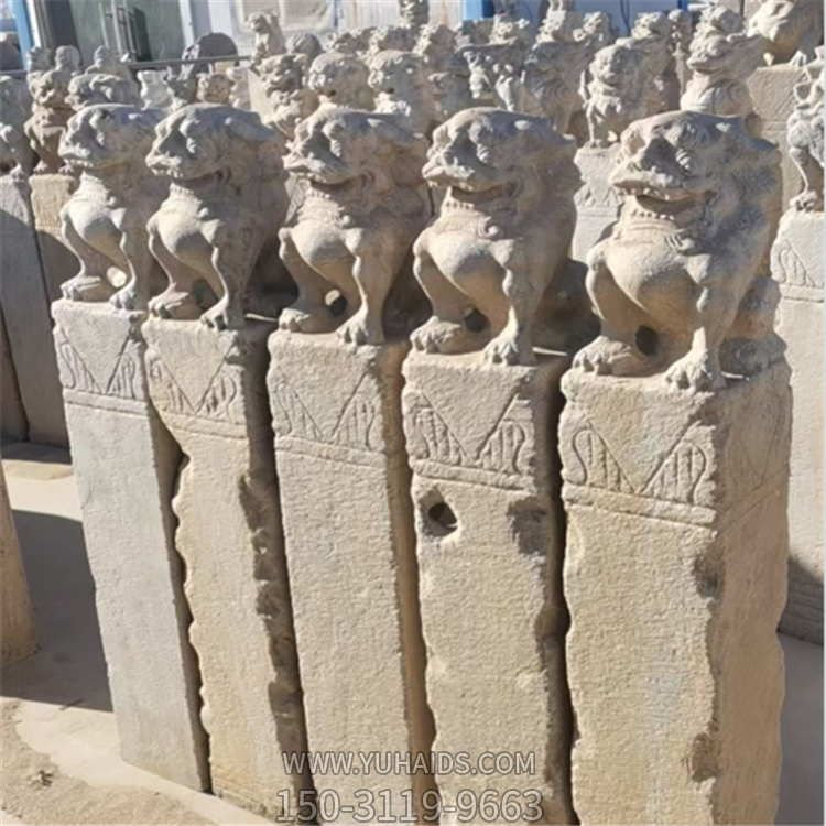仿古栓馬柱，狻猊拴馬樁石雕雕塑