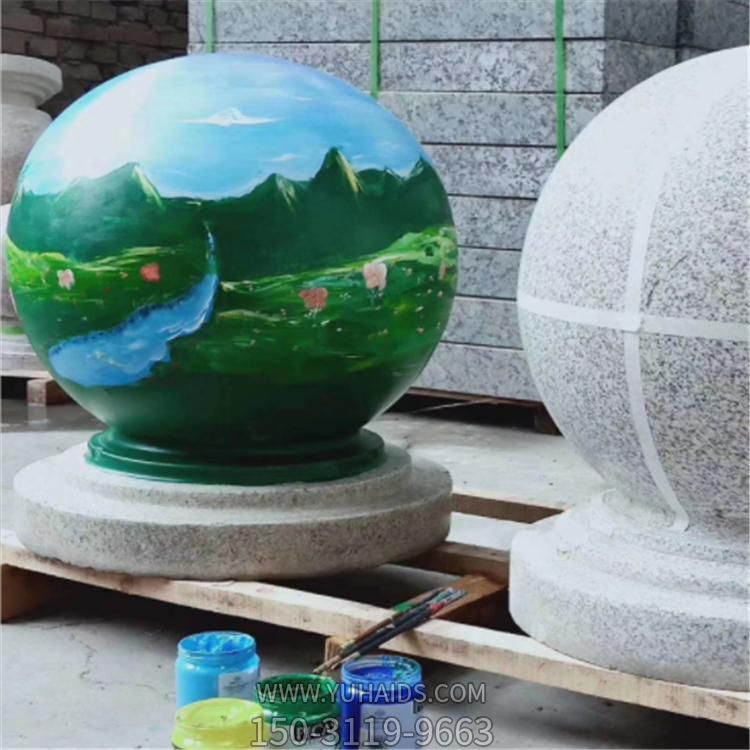 公園廣場(chǎng)擺放花崗石擋車(chē)石球路障石 雕塑