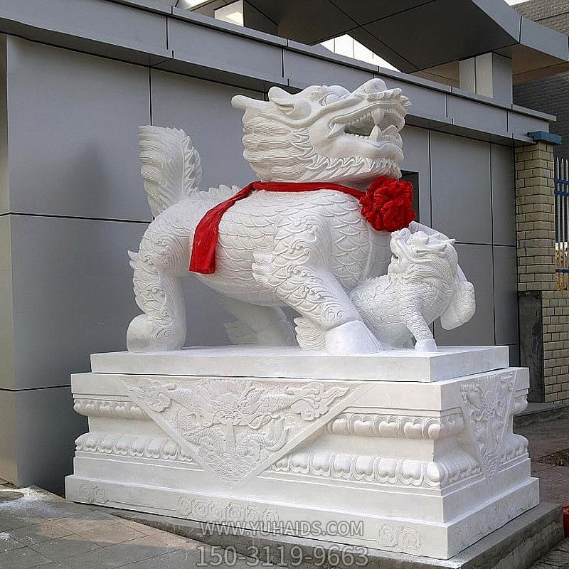公園景區漢白玉石雕庭院景觀(guān)麒麟雕塑