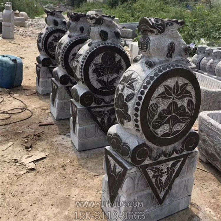 仿古青石石雕戶(hù)外庭院一對抱鼓石雕塑