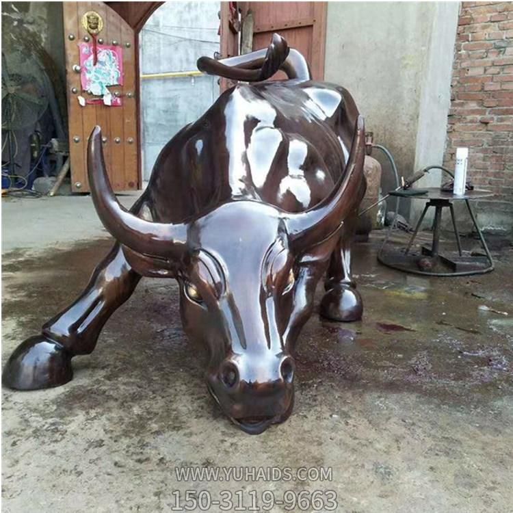 大型玻璃鋼仿銅廣場(chǎng)農耕牛雕塑