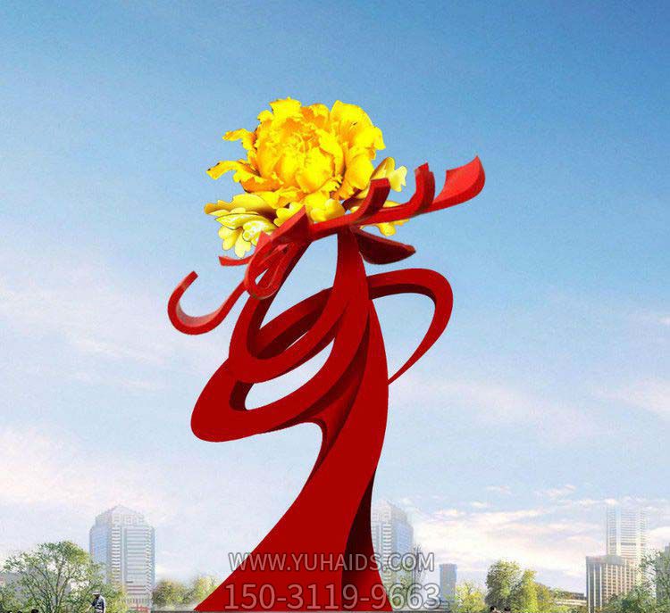 公園廣場(chǎng)不銹鋼牡丹花開(kāi)花朵雕塑