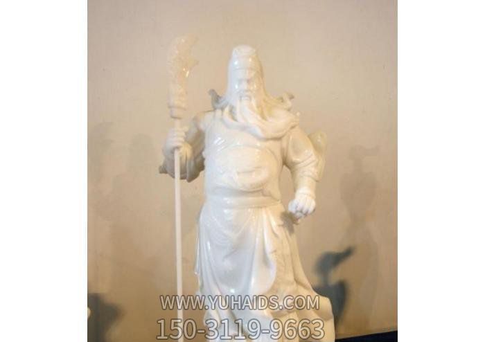 家居商場(chǎng)鎮宅漢白玉石雕關(guān)公雕塑