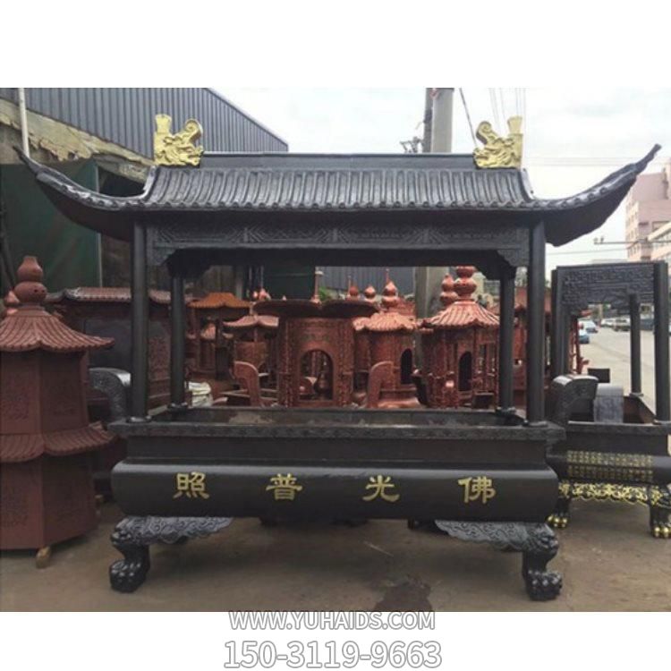 景區寺廟戶(hù)外擺放銅雕香爐雕塑