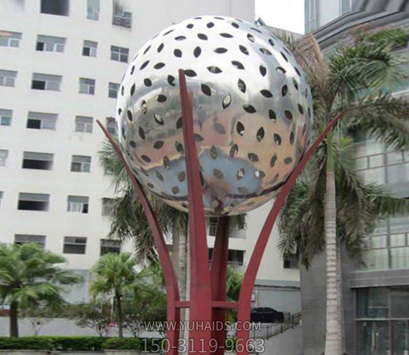 城市創(chuàng )意抽象工藝不銹鋼鏤空球雕塑