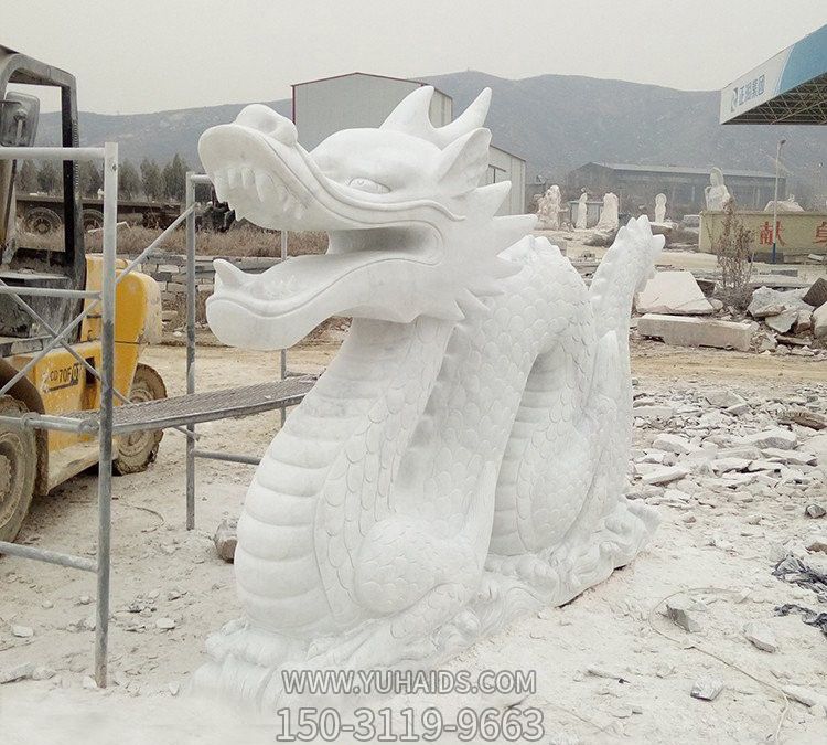 公園創(chuàng )意漢白玉石雕龍雕塑
