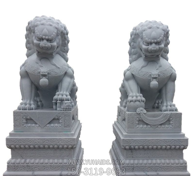 景區庭院大理石石雕創(chuàng )意石雕兩只獅子雕塑