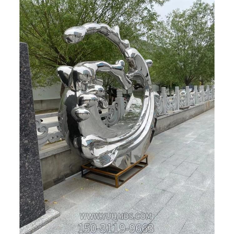 不銹鋼鏡面戶(hù)外園林景觀(guān)海浪浪花雕塑擺件