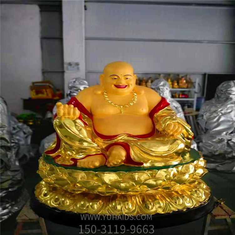 玻璃鋼彩繪大型仿真人物景觀(guān)彌勒佛雕塑