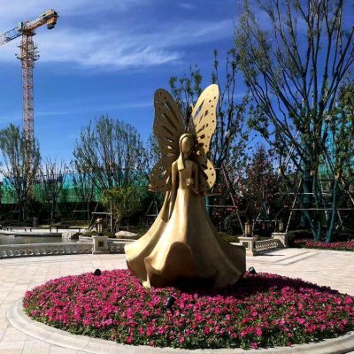 戶(hù)外廣場(chǎng)不銹鋼抽象花仙子雕塑
