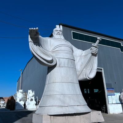大型景區廣場(chǎng)擺放青石雕刻秦始皇偉人石像