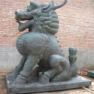仿古青銅庭院門(mén)口大型神獸鎮宅招財麒麟