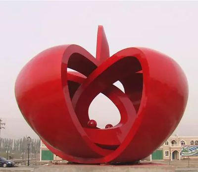 不銹鋼抽象蘋(píng)果廣場(chǎng)景觀(guān)雕塑