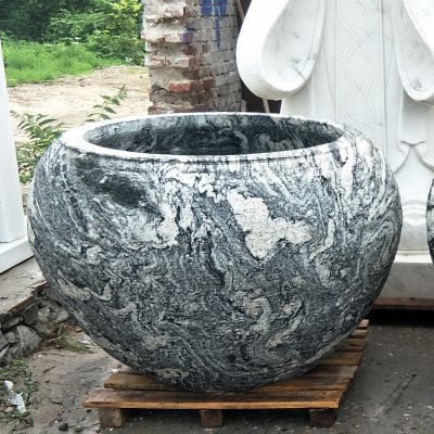 大理石花紋創(chuàng  )意庭院養魚(yú)缸雕塑