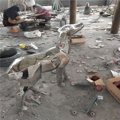 不銹鋼狗，鏡面動(dòng)物擺件