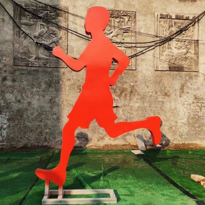 公園林廣場(chǎng)不銹鋼運動(dòng)人物擺件定做抽象鐵藝跑步人物雕塑  