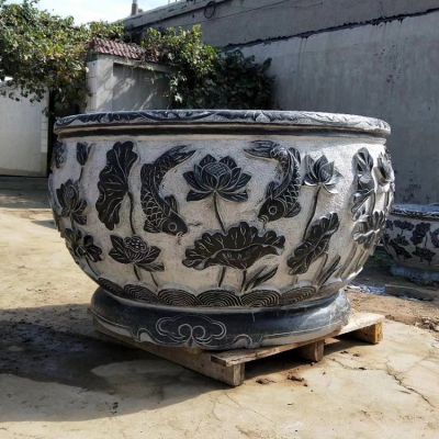 庭院大型仿古做舊養魚(yú)種花老石槽雕塑