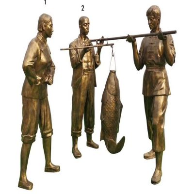大理石石雕園林大型園林情景小品賣(mài)魚(yú)的人物景觀(guān)