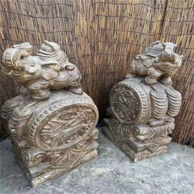 招財門(mén)墩，大象抱鼓石