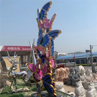 不銹鋼戶(hù)外園林彩繪景觀(guān)蝴蝶雕塑